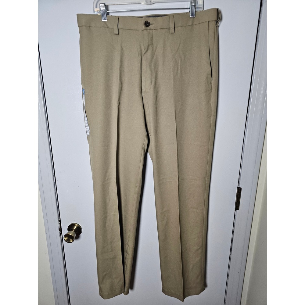 Haggar Cool 18 Pro Mens Size 36x32 Tan Classic Fit Stretch Pants NWT